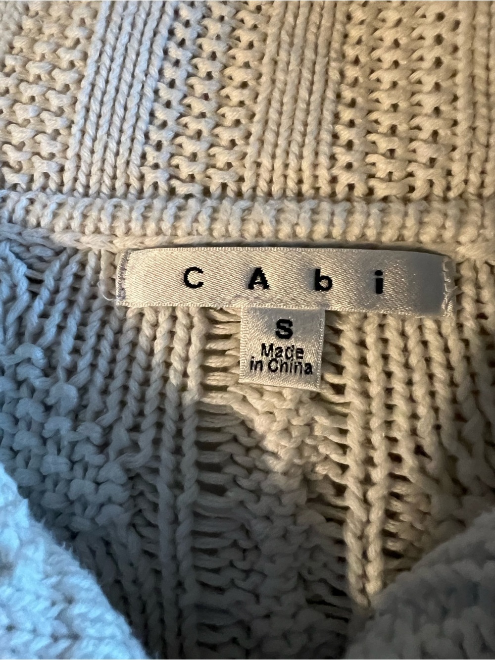 CAbi Cream Open-Stitch Cowl Sweater